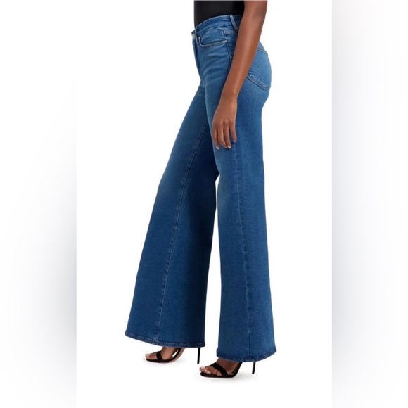 GOOD AMERICAN Womens Good Waist Palazzo Wide Leg Jeans in Blue 14/32 - Picture 4 of 15